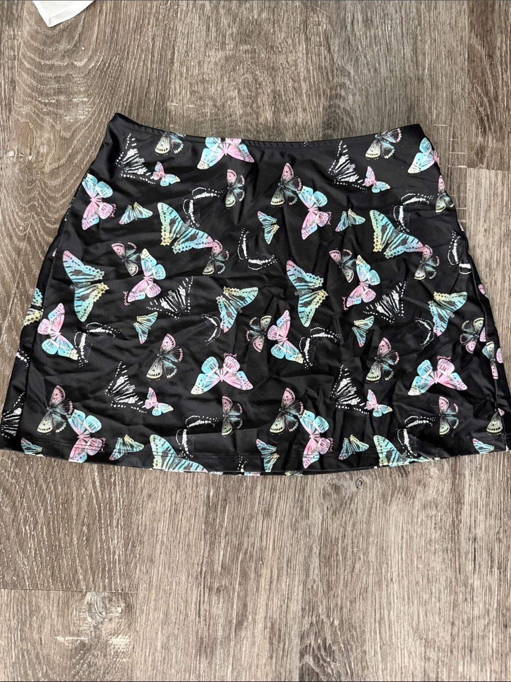 PINK Victoria's Secret Black Mini Skirt with Pastel Butterfly Print